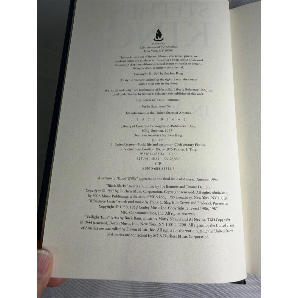 Hearts in Atlantis by Stephen King (1999, Hardcover) Dust Jacket